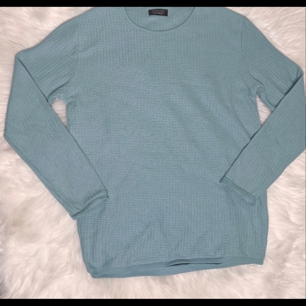 Zara man light mint green Honeycomb sweater Men